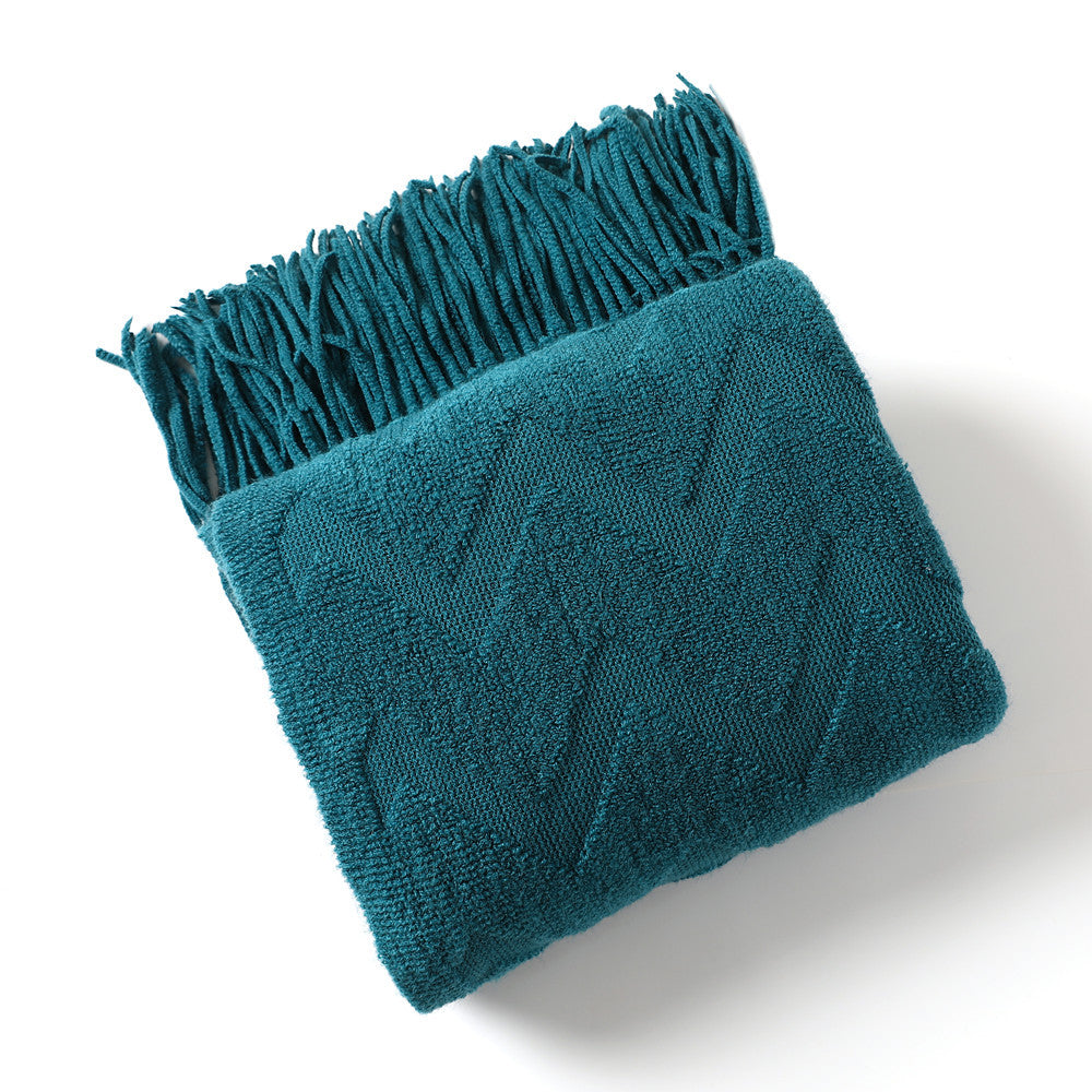 Geometric Knit Throw Blanket for Office and Naps