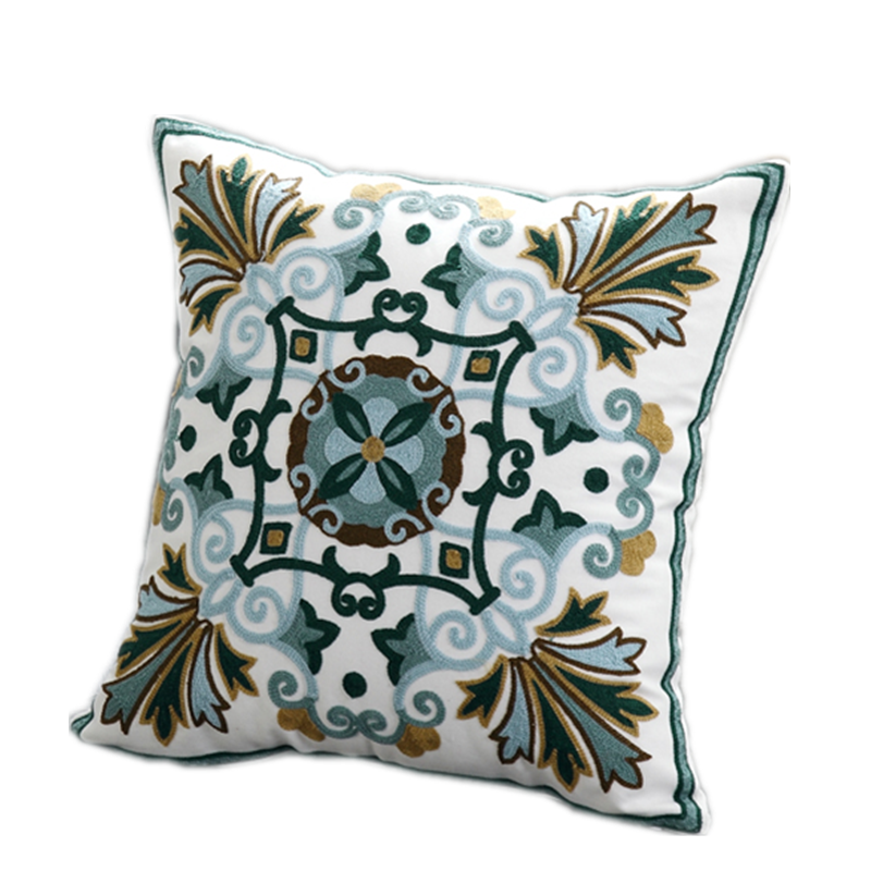 Cotton Embroidered Pillow Cover for American Style Decor