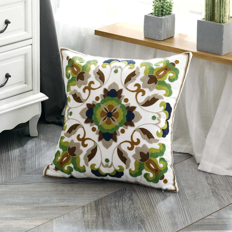 Cotton Embroidered Pillow Cover for American Style Decor