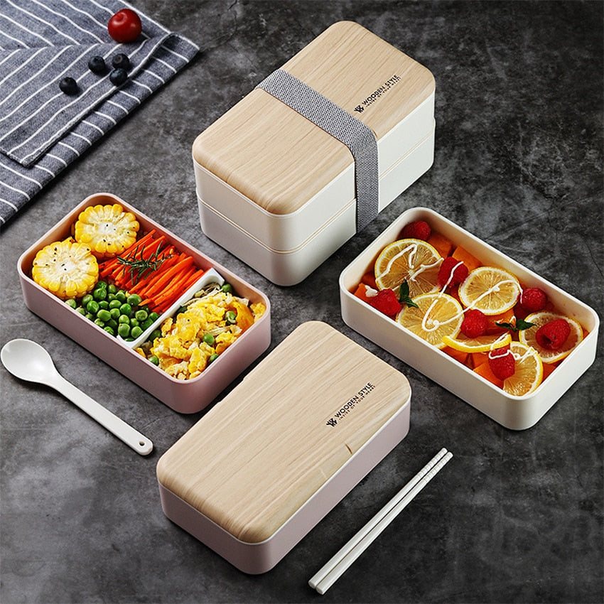 Nordic Style Double-Layer Lunch Box for Work and School