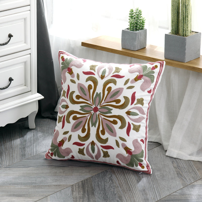 Cotton Embroidered Pillow Cover for American Style Decor