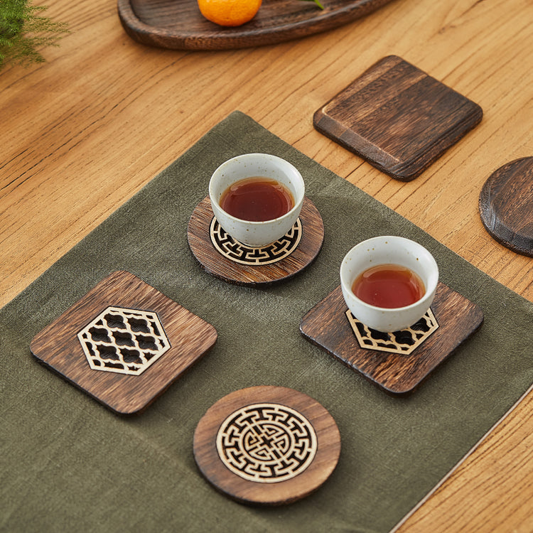 High-Quality Carved Wooden Coaster for Desks