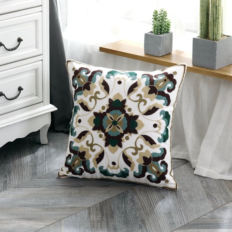 Cotton Embroidered Pillow Cover for American Style Decor