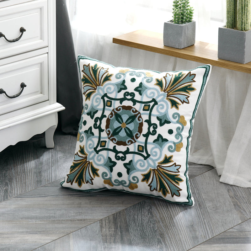 Cotton Embroidered Pillow Cover for American Style Decor