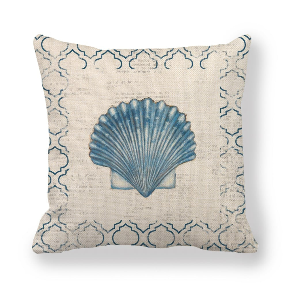 Blue Wind Sea Life Linen Pillowcase Cover