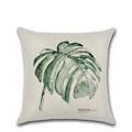 Fresh Green Leaf Linen Cushion Cover for Home Decor